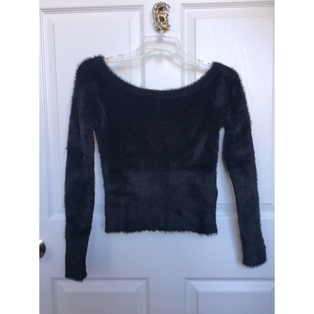 Black H&M Divided Fuzzy Sweater